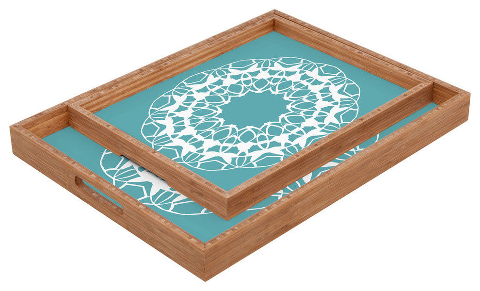 Deny Designs Karen Harris Mod Medallion Aqua Rectangular Tray