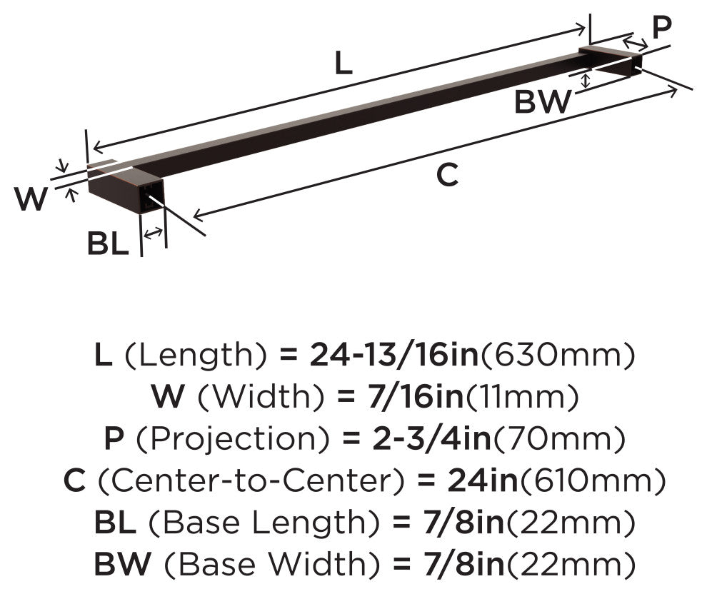 Amerock Monument Contemporary Towel Bar, Oil Rubbed Bronze, 24" Center-to-Center