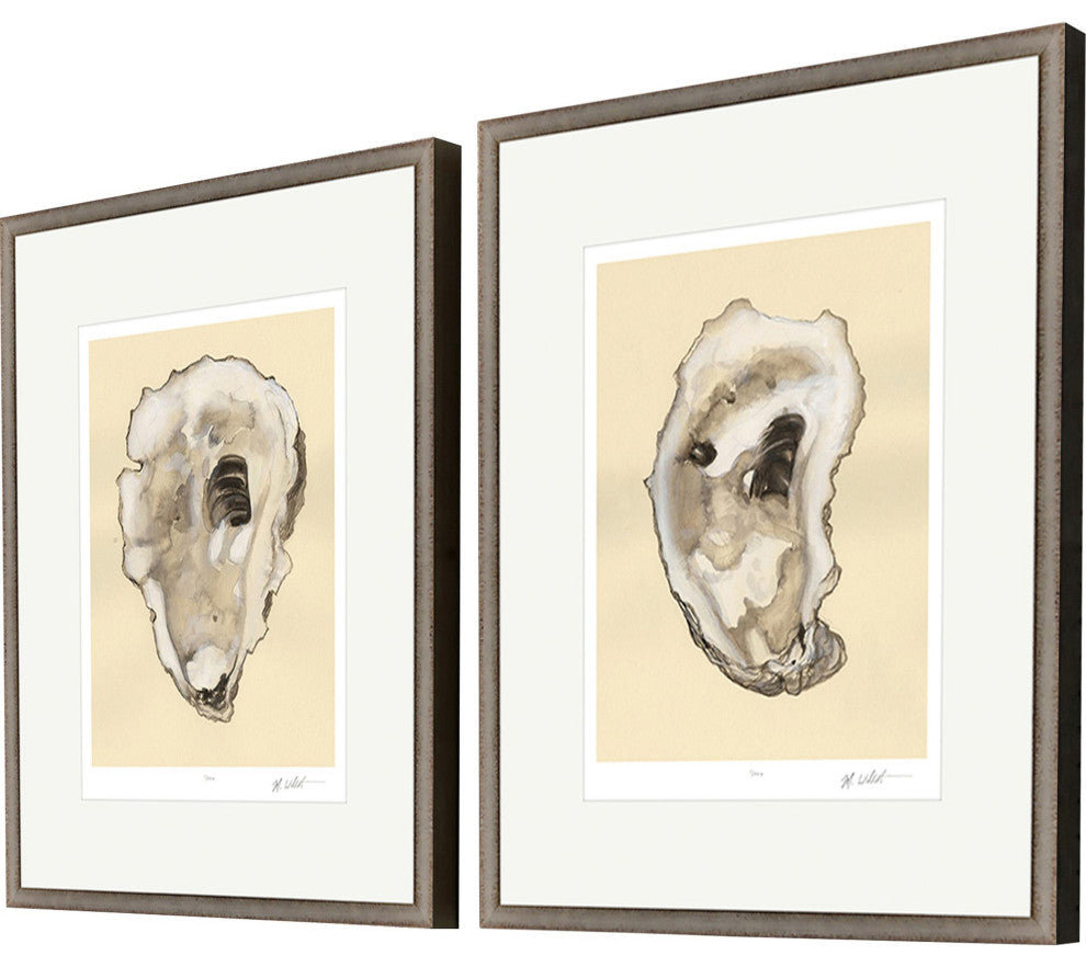 Sepia Oysters I Framed Art, 2-Piece Set