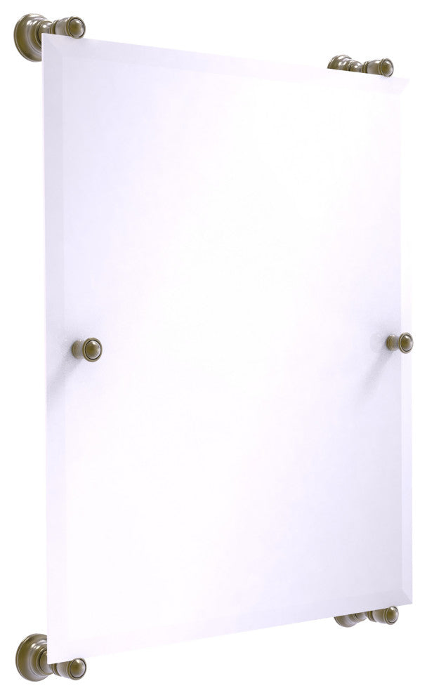 Carolina Frameless Rail Mounted Mirror, Antique Brass