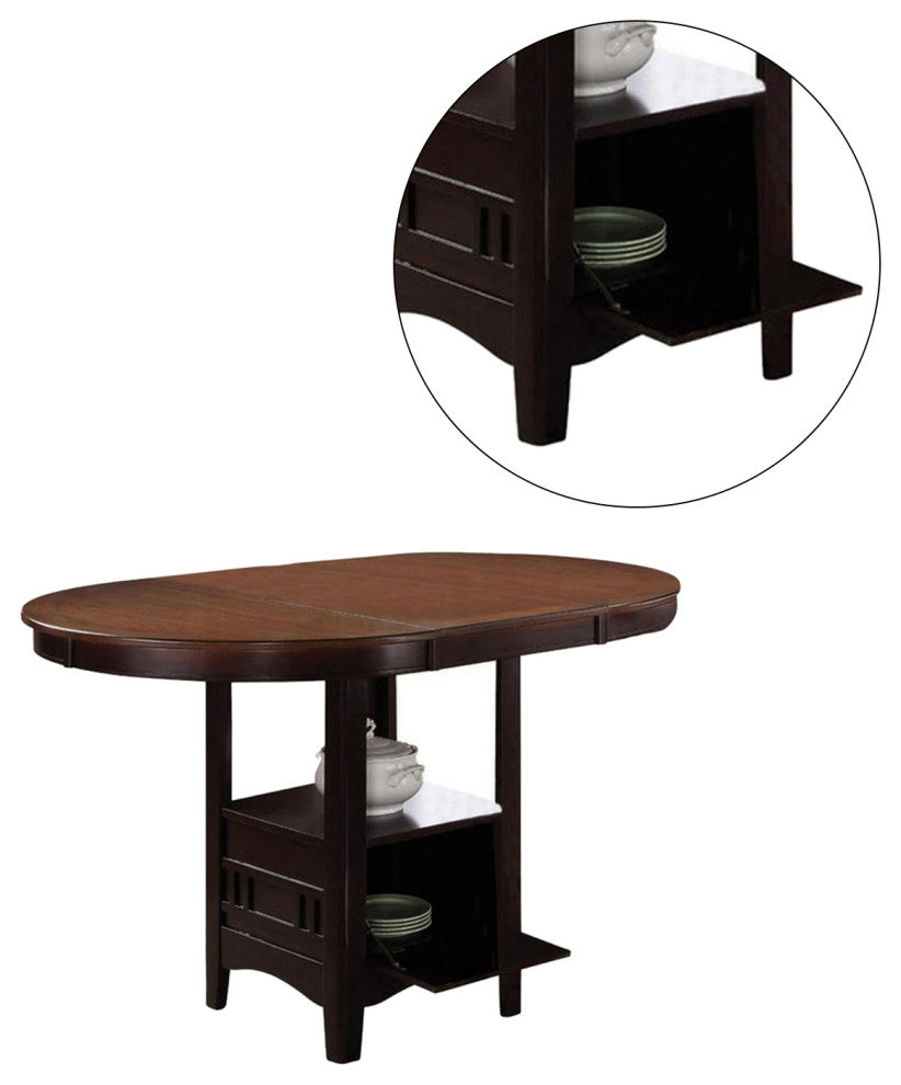 Wood Counter Height Table, Light Chesnut and Espresso