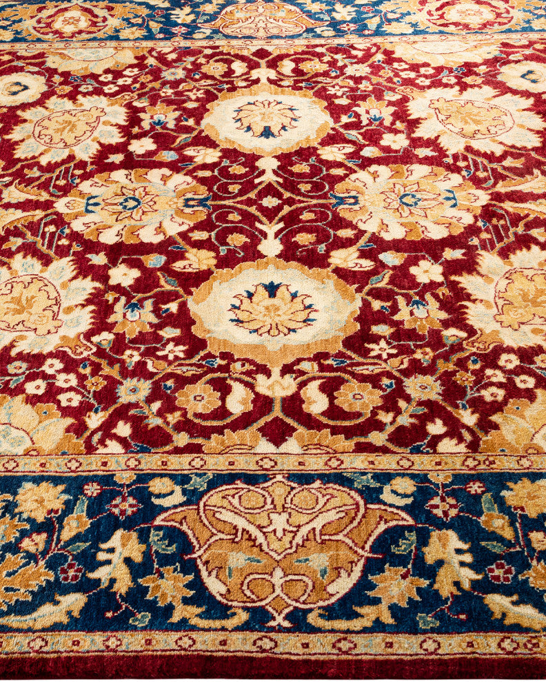 Ottoman, One-of-a-Kind Handmade Area Rug Red, 6' 1" x 9' 2"