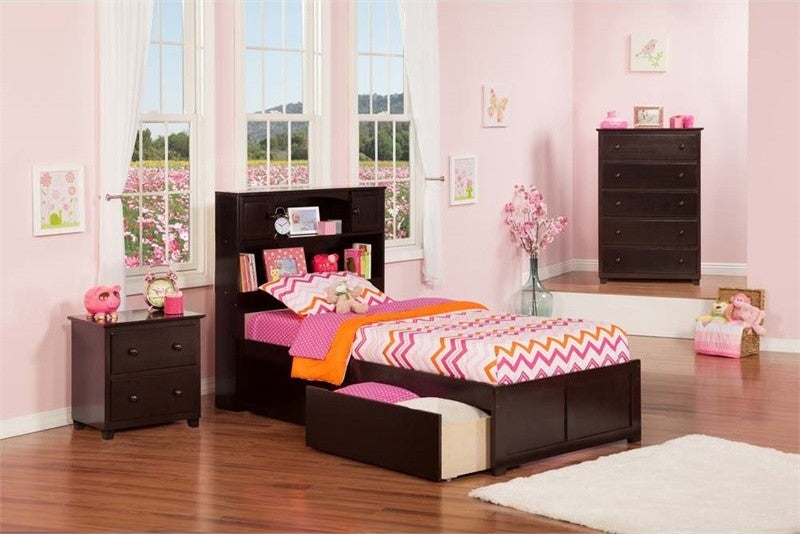 Newport Flat Panel Footboard With 2 Urban Bed Drawers, Espresso, Twin XL