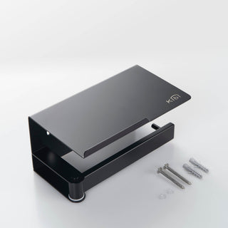 Deco Toilet Paper Holder With Shelf, Matte Black