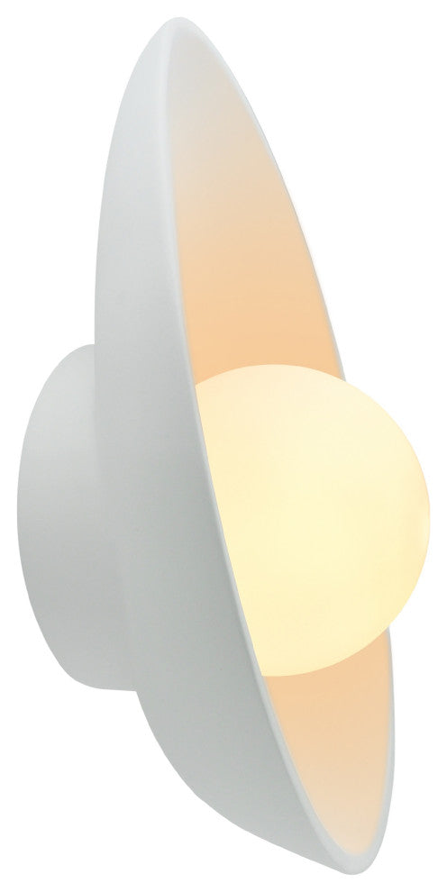 Ambiance Oval Coupe Wall Sconce, Gloss White, Outside/Inside
