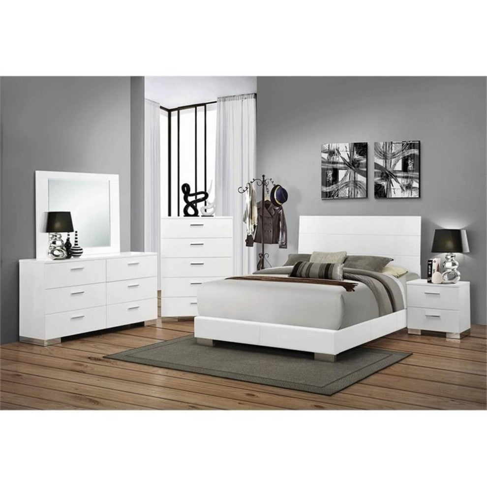 Coaster Felicity 5-piece Queen Panel Wood Bedroom Set Glossy White