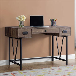 Computer Desk, Laptop, Storage Drawers, 48"L, Work, Metal, Brown, Black