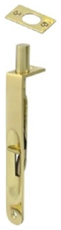 Nuk3y 6" Flush Bolt Round Corner, Polished Brass