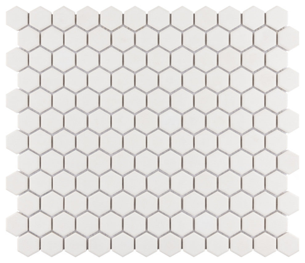 Gotham 1" Hex White Porcelain Floor and Wall Tile