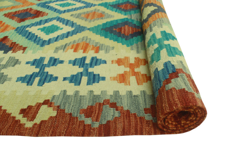 Sangat Kilim Zehra Rust/Blue Rug, 6'9x9'7