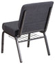 21''W Chair in Dark Gray Fabric with Book Rack-Silver Vein Frame