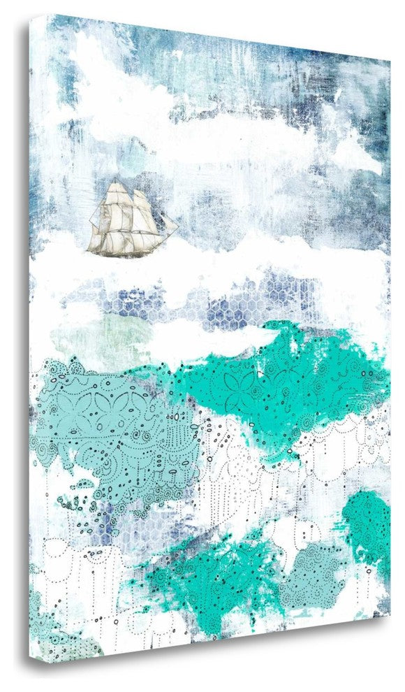 "Ocean And Ship" By Sarah Ogren, Giclee Print on Gallery Wrap Canvas