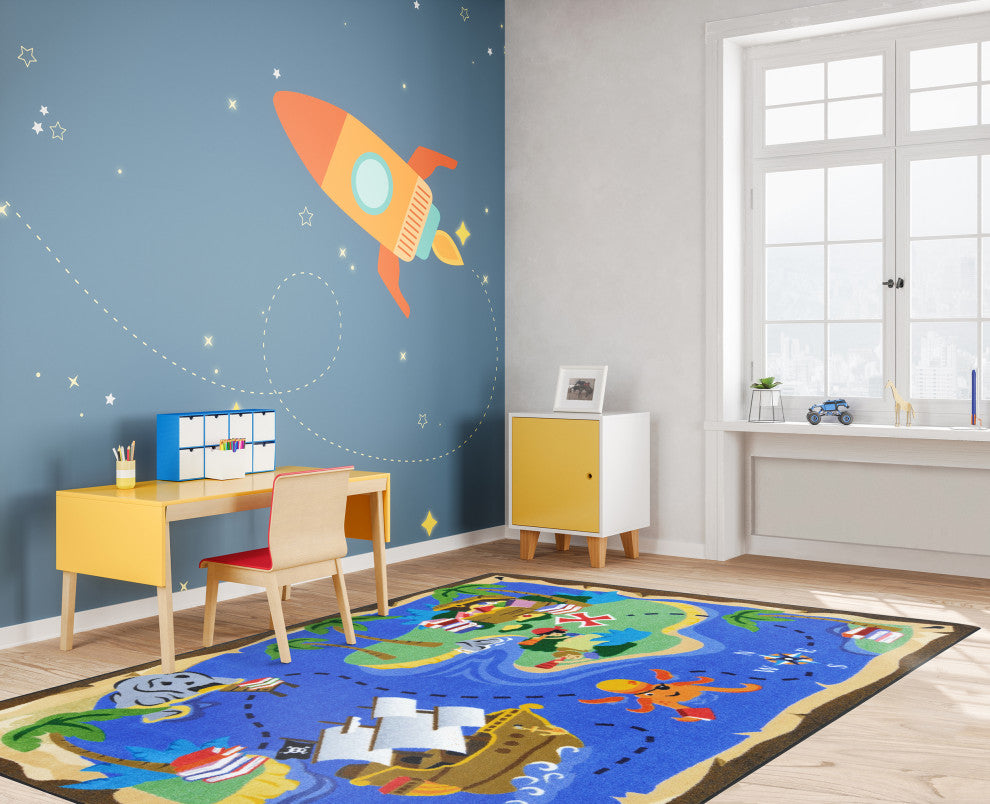 Books Are Treasures Rug, 5'4"x7'8"