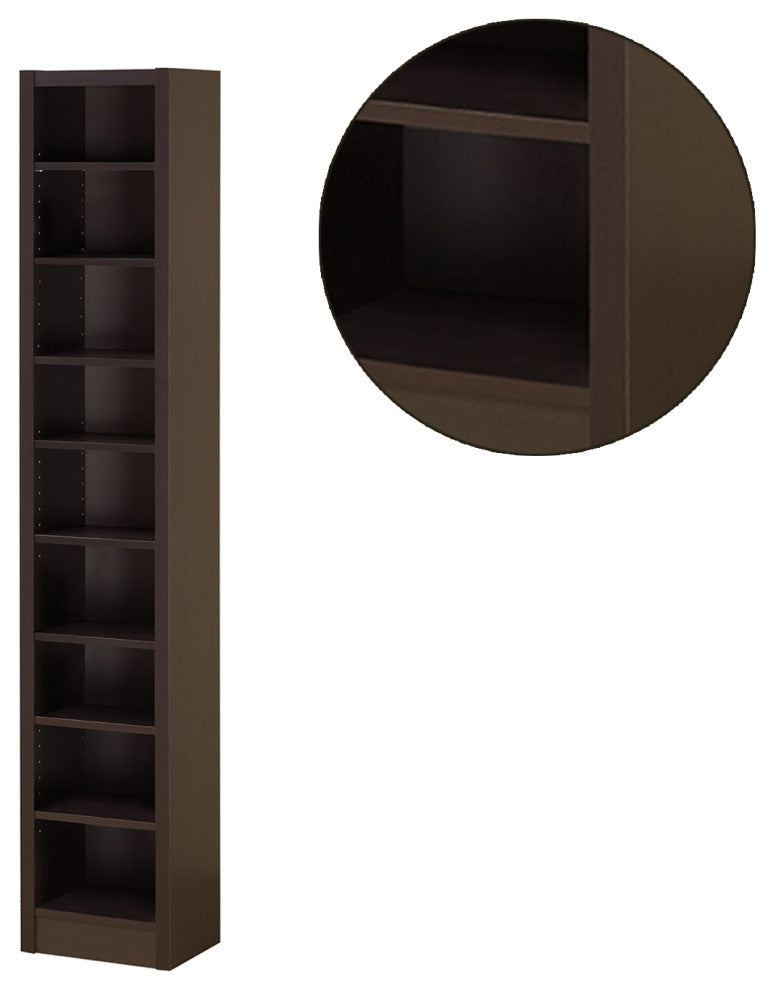 Rectangular Bookcase With 2 Fixed Shelves, Cappuccino