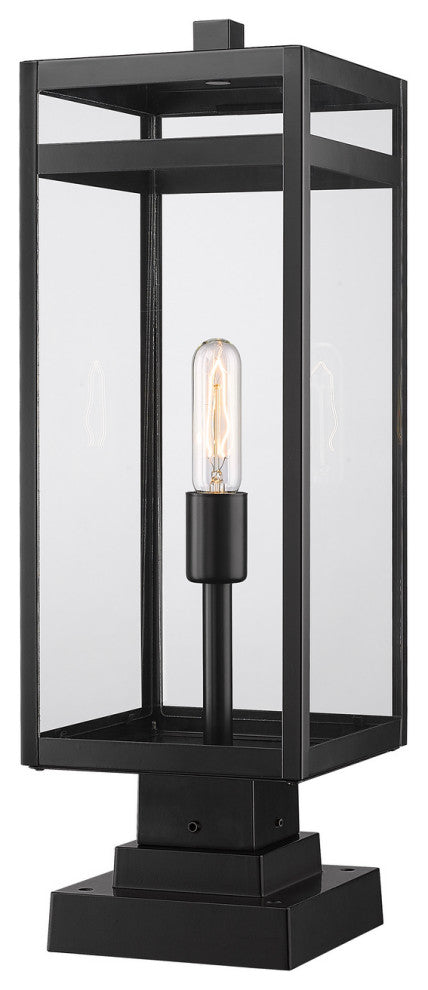 Z-LITE 596PHBS-SQPM-BK 1 Light Outdoor Pier Mounted Fixture, Black