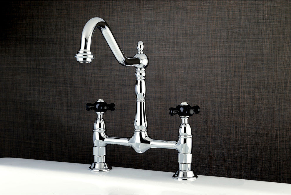 Kingston Brass Bridge Kitchen Faucet, Polished Chrome