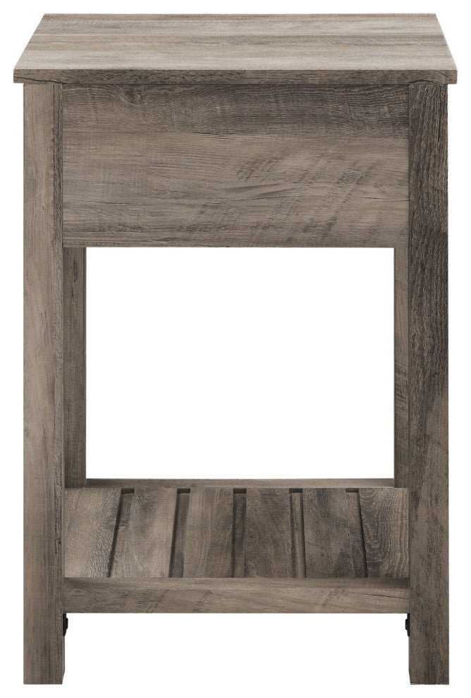18" Country Single Drawer Side Table, Gray Wash