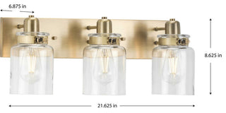 Calhoun Collection Three-Light Vintage Brass Bath Vanity Light