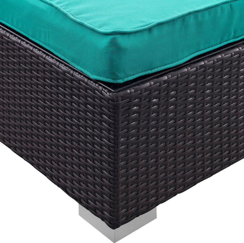 Modway Gather outdoor Patio Ottoman, Espresso Turquoise