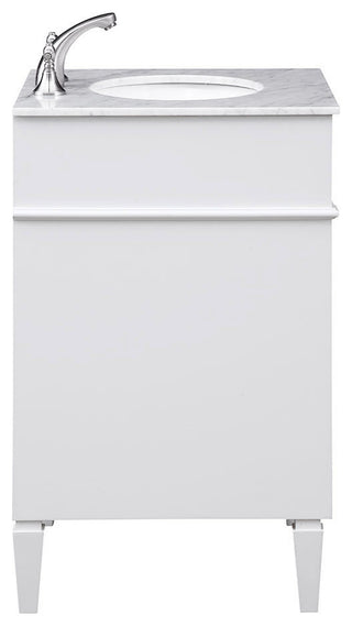 Home Living Vanity with Carrara White Marble Countertop, White, 24", Single Sink