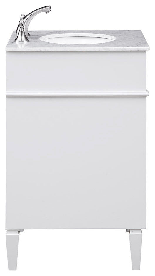 Home Living Vanity with Carrara White Marble Countertop, White, 24", Single Sink