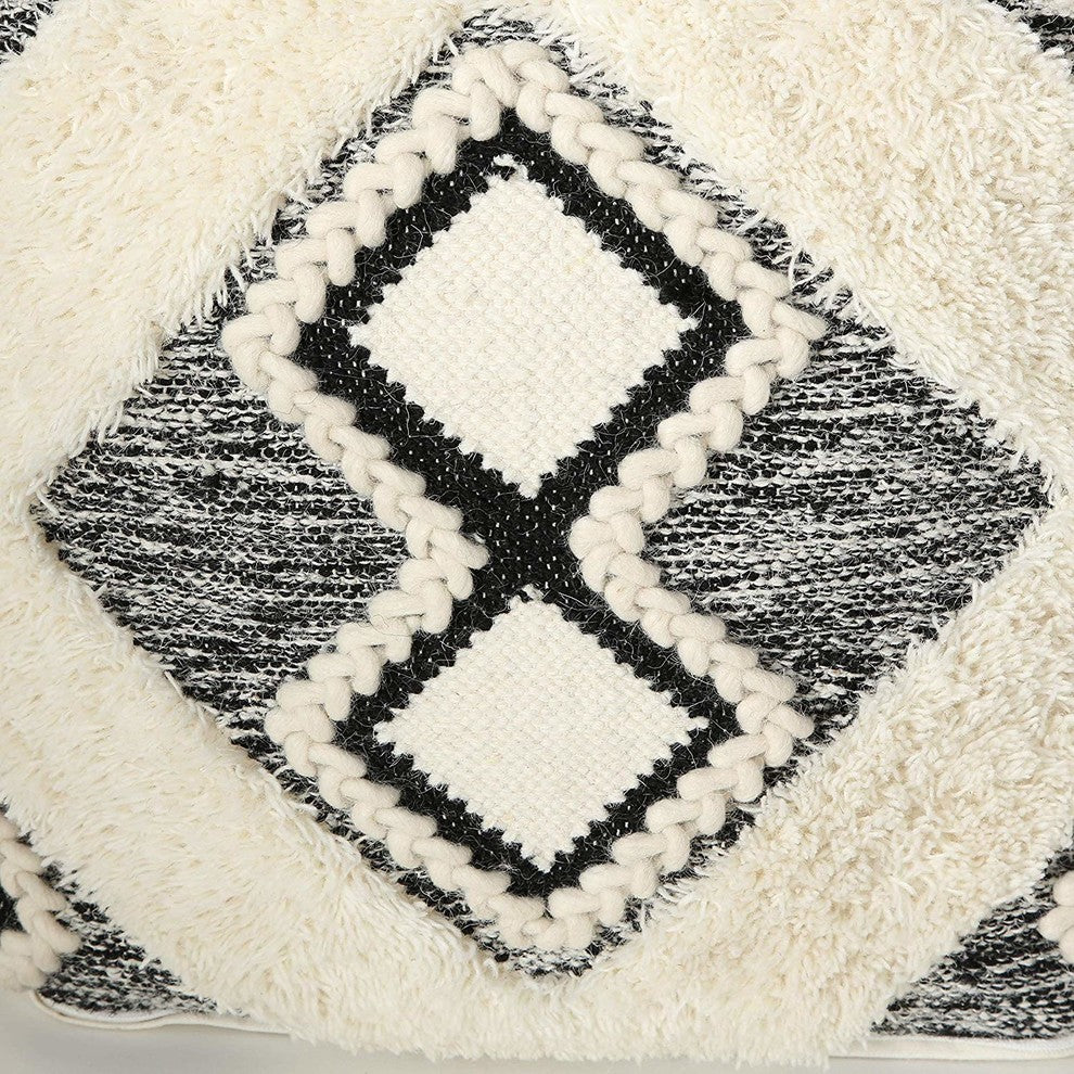 Boho Fringy Ottoman Cube Pouf
