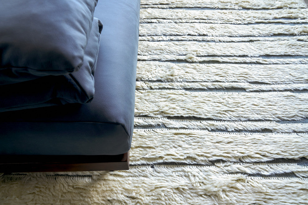 Moroccan Shag Wool Dark Gray/Ivory Area Rug, 9'x12'