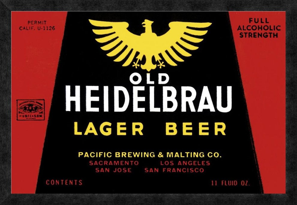 "Old Heidelbrau Lager Beer" Framed Canvas Giclee by Vintage Booze Labels, 32x22"
