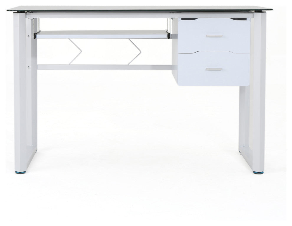 GDF Studio Rivendell Black Tempered Glass Computer Desk