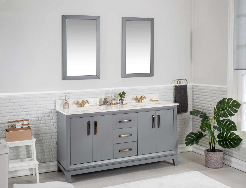 Fabia Collection 60" Bathroom Vanity With Sink, Mirror, Countertop, Dark Gray