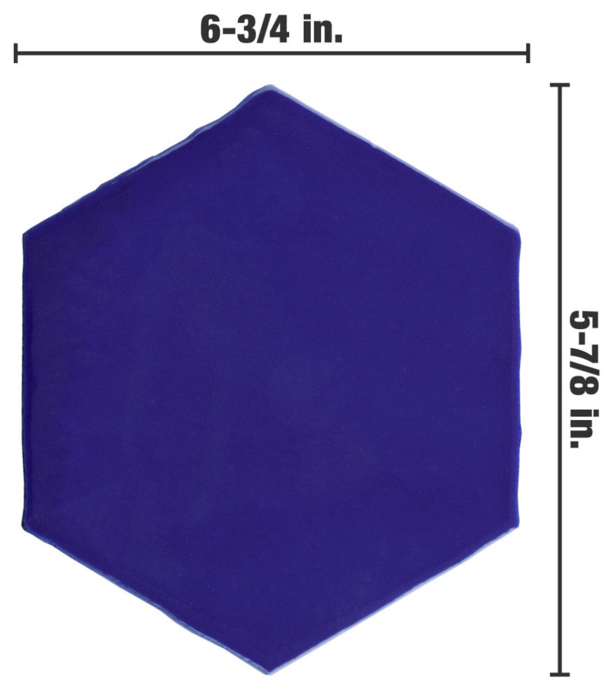 Viva Hex Antic Verde Ceramic Wall Tile, Blue