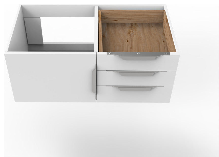 CastelloUSA Alpine 36" Wall Mounted Vanity, Base Only, White, Brushed Nickel