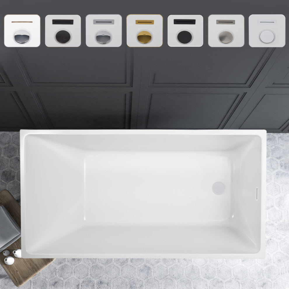 Vanity Art 55" Acrylic Freestanding Bathtub, Pure White
