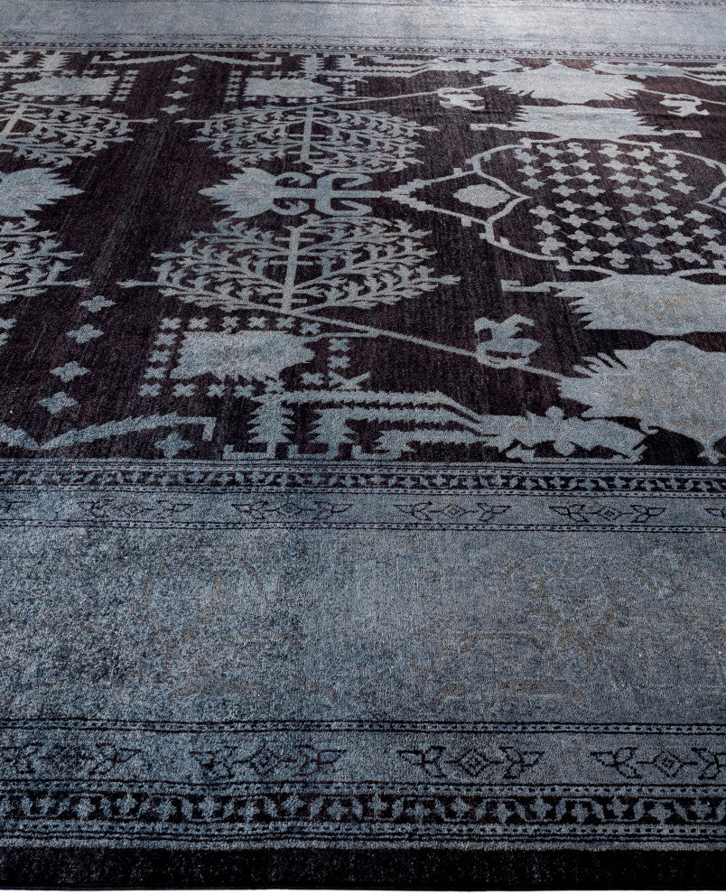 Overdyed One-of-a-Kind Hand-Knotted Area Rug Black, 10' 5" x 14' 8"