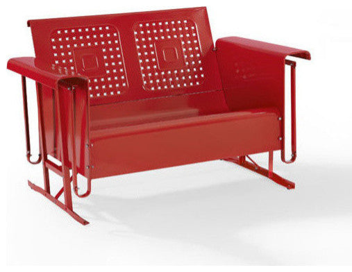 Crosley Bates Loveseat Glider, Red