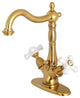 Kingston Brass Two-Handle Bathroom Faucet With Brass Pop-Up, Brushed Brass