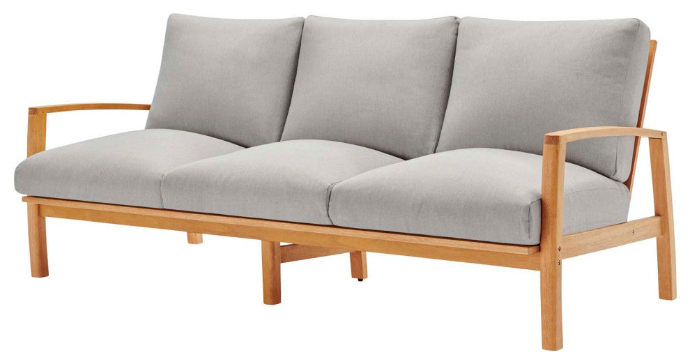 Lounge Sectional Sofa Chair Set, Wood, Brown Natural Gray, Modern, Outdoor