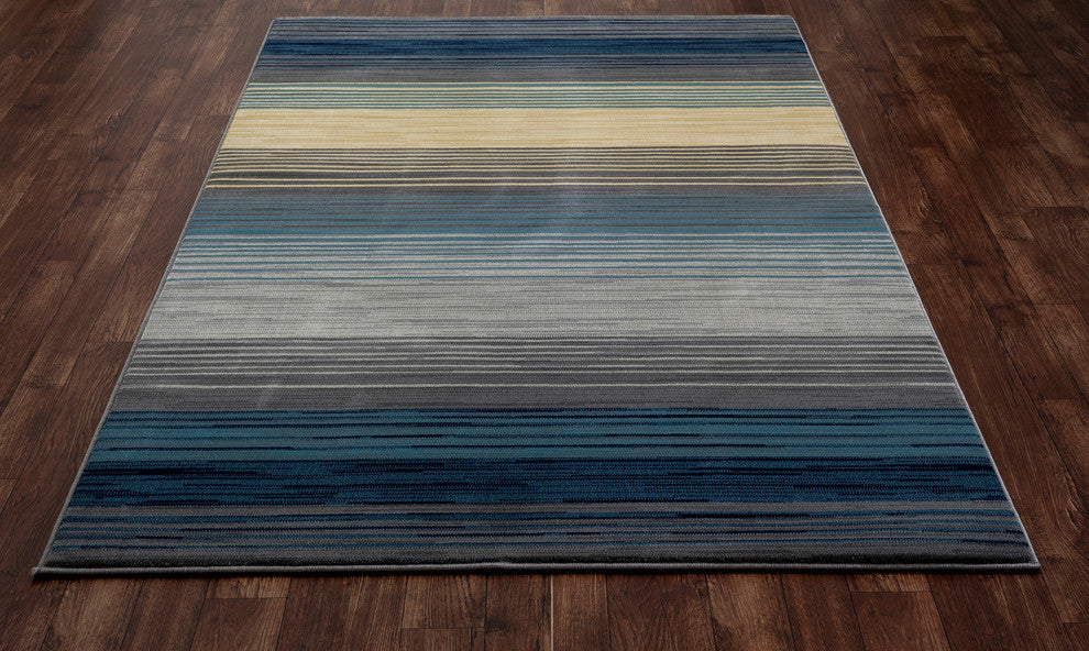 Bastille Heathered Stripe Blue 5'3"x7'7" Oval Area Rug