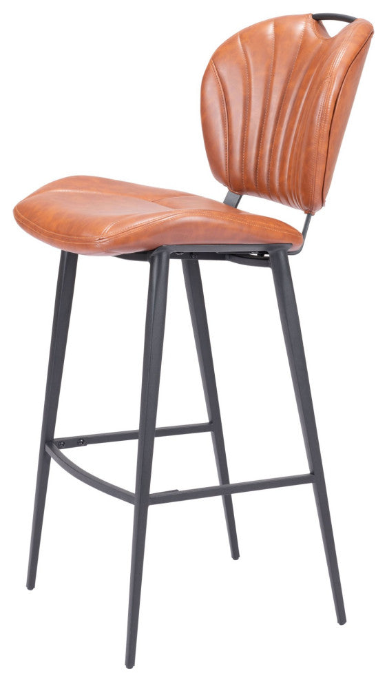 Bar Stool Chair Barstool, Faux Vinyl Leather, Steel, Vintage Brown, Black, Cafe