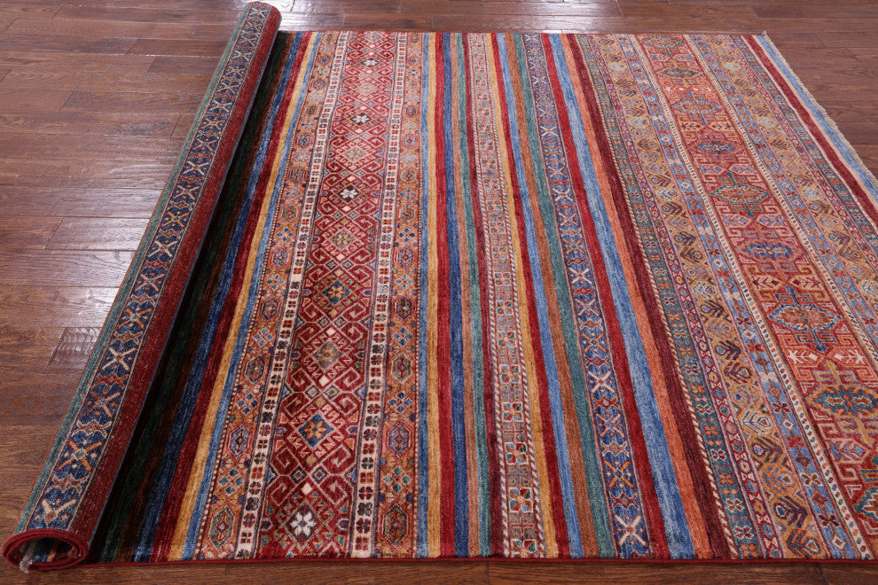 6' 7" X 9' 6" Super Kazak Khorjin Hand Knotted Rug Q5509