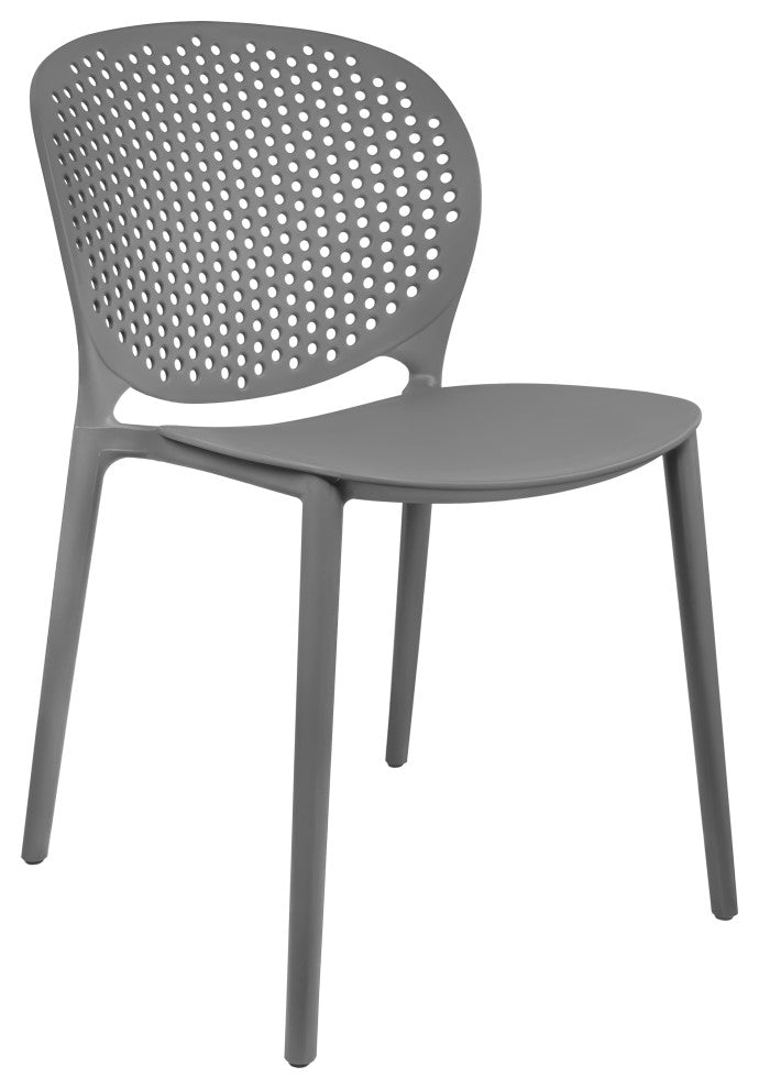 Stackable Plastic Armless Side Dining Chairs Fully Assembled Set of 2, Gray