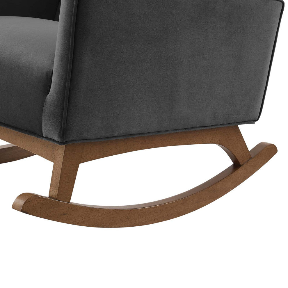 Accent Rocking Chair Armchair, Velvet, Gray, Modern, Lounge Hospitality