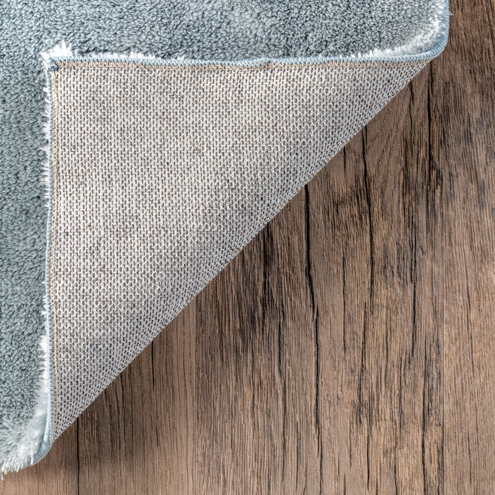 nuLOOM Loni Solid Machine Washable Shag Area Rug, Light Blue, 6'square