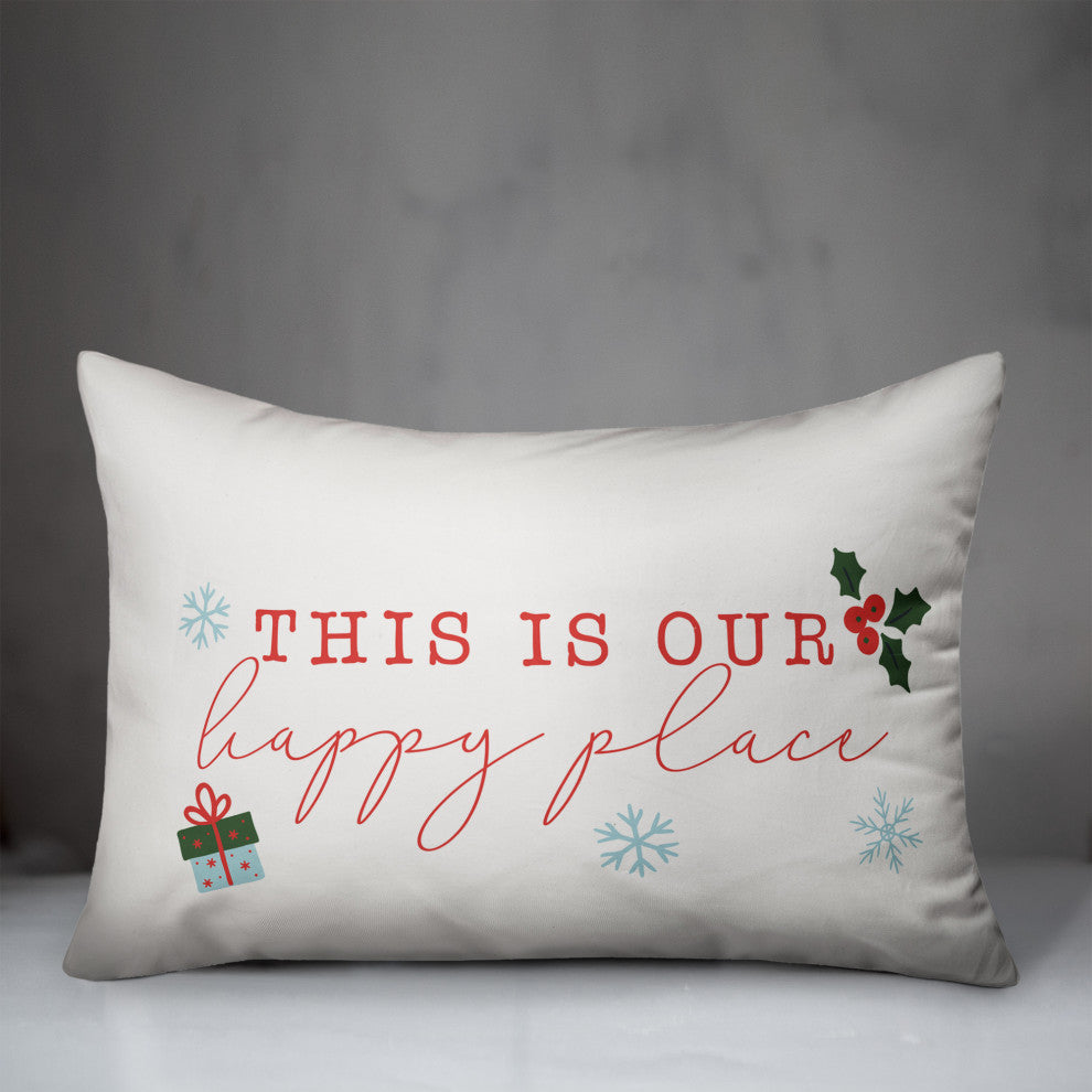 White This Is Our Happy Place 20x14 Spun Poly Pillow
