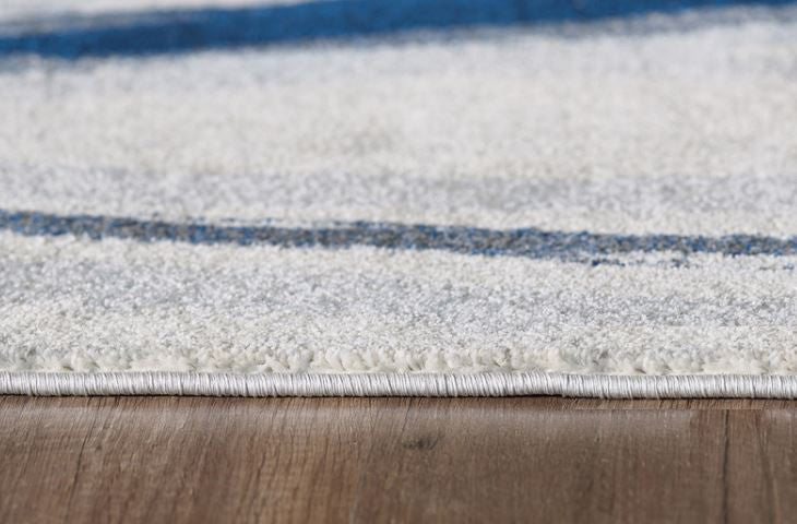 5"x8" Navy Ivory Abstract Strokes Modern Area Rug
