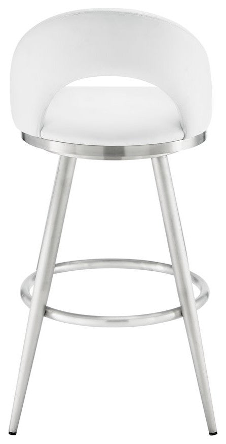 Charlotte Swivel Counter or Bar Stool in Faux Leather and Metal