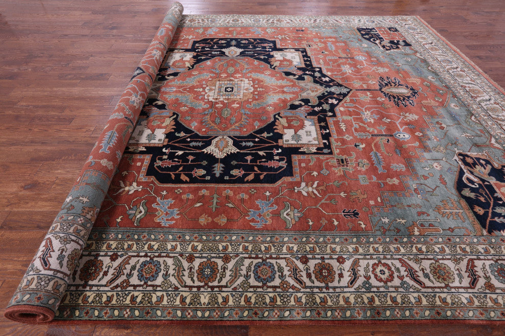 11' 11" X 14' 11" Persian Fine Serapi Handmade Wool Rug - Q14710
