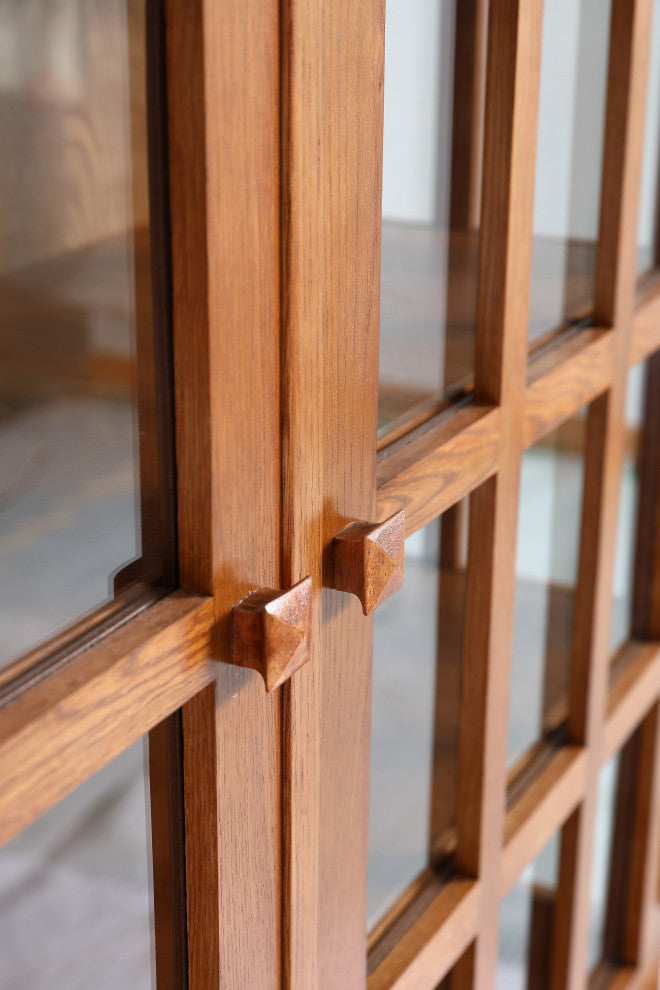 Arts and Crafts Mission Solid Oak China Cabinet, Michael's Cherry