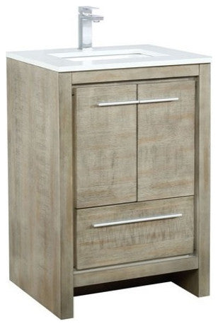 Lafarre Contemporary 24" Rustic Acacia Bathroom Vanity, Labaro Brushed Nickel Fa