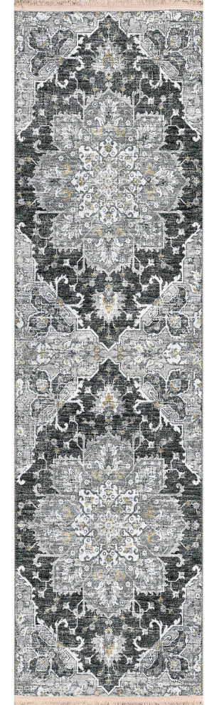Indoor/Outdoor Marbella MB3 Midnight Machine Washable 2'3" x 12' Runner Rug